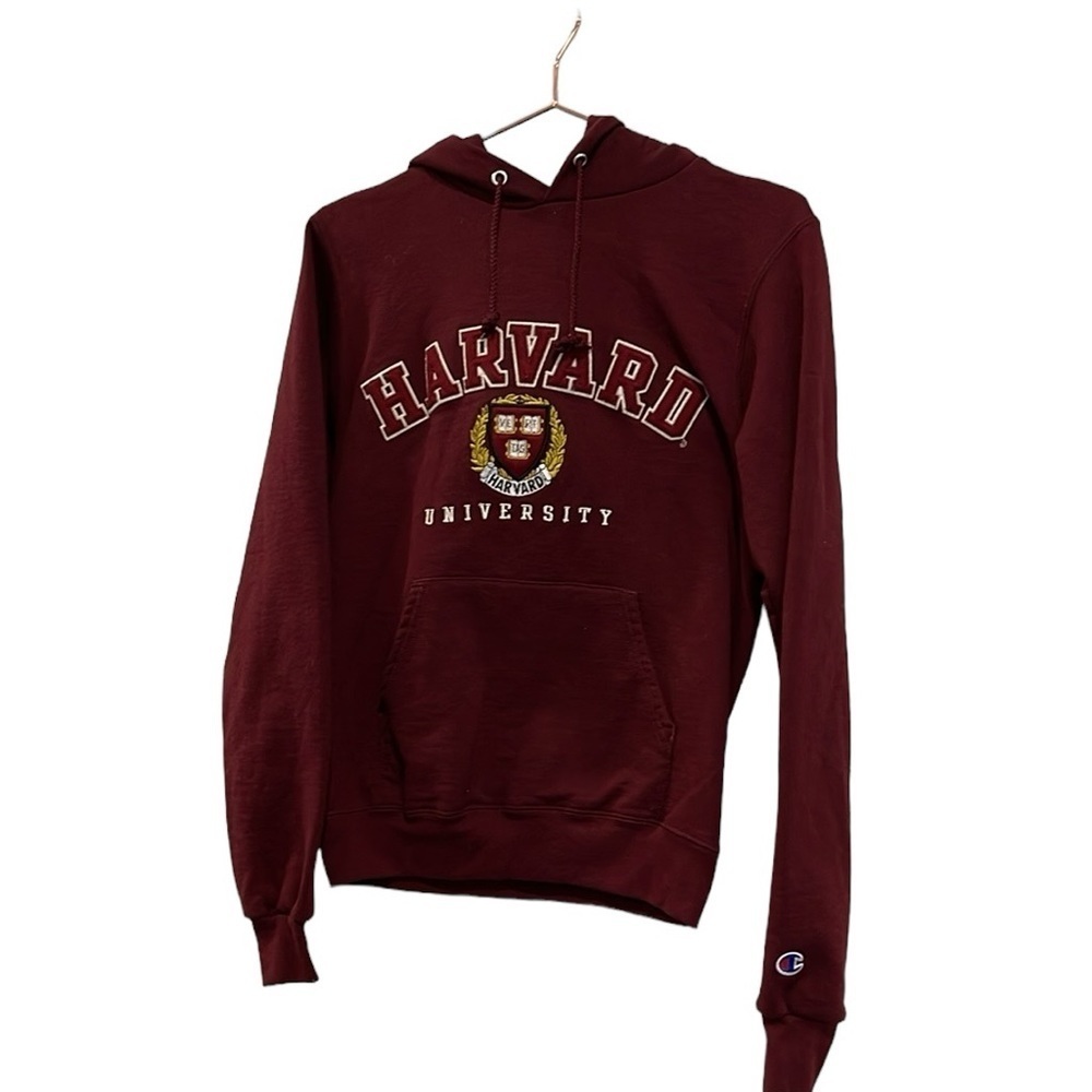 Champion athletic Harvard wine colored hooded sweatshirt.  Size XS
